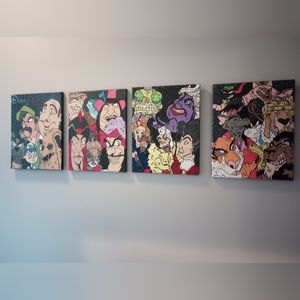 Set of 4 Disney villains canvases